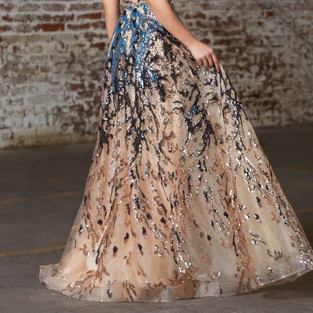 Illusion V-Neck Sequin Prom Dress CDCR845 - Picture 4 of 6